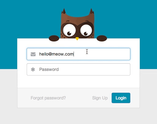 The owl closes her eyes while you type your password
